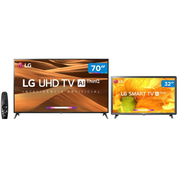 Smart TV 4K LED 70” LG 70UM7370PSA Wi-Fi - Inteligência Artificial + Smart TV HD LED 32” [À VISTA]