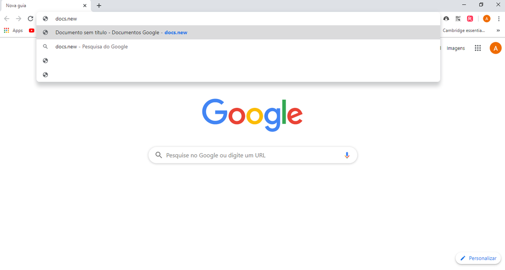 Google Chrome permite acessar atalhos para diversos documentos (Captura de tela: Ariane Velasco)