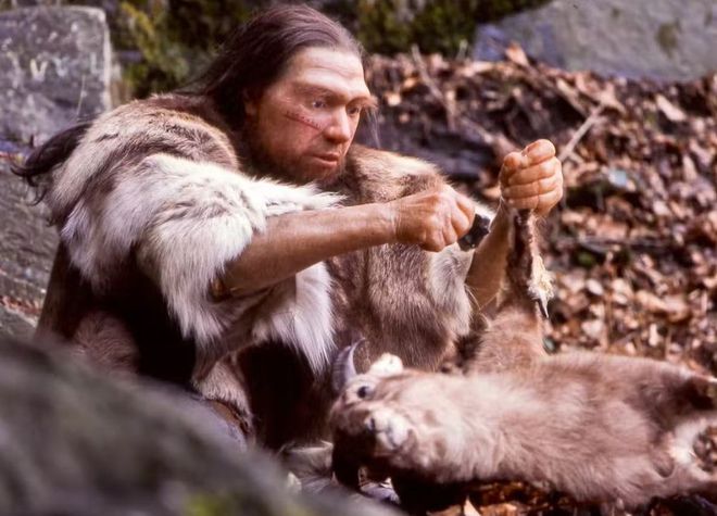 Reconstrução de homem neandertal