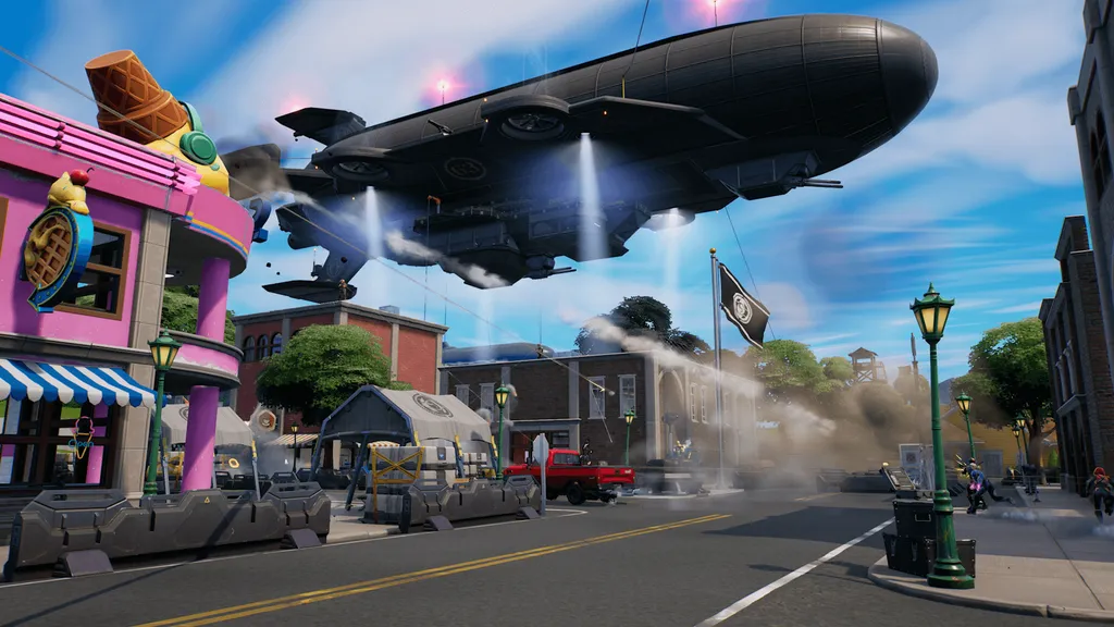 Jogadores podem entrar nos dirigíveis da O.I. e saquear baús com suprimentos (Foto: Divulgação/Epic Games)