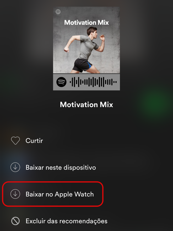 Selecione a opção indicada para baixar música no Apple Watch - Captura de tela: Lucas Watten (Canaltech)
