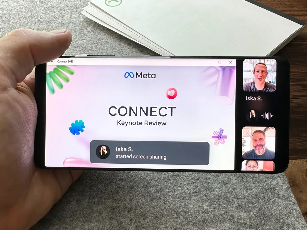 WhatsApp agora permite compartilhar tela durante uma chamada de vídeo (Imagem: Divulgação/Meta)