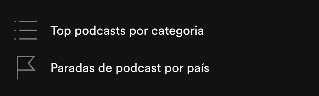 Tocando nessas opções você poderá filtrar seus podcasts por categoria e país - (Captura: Canaltech/ Felipe Freitas)