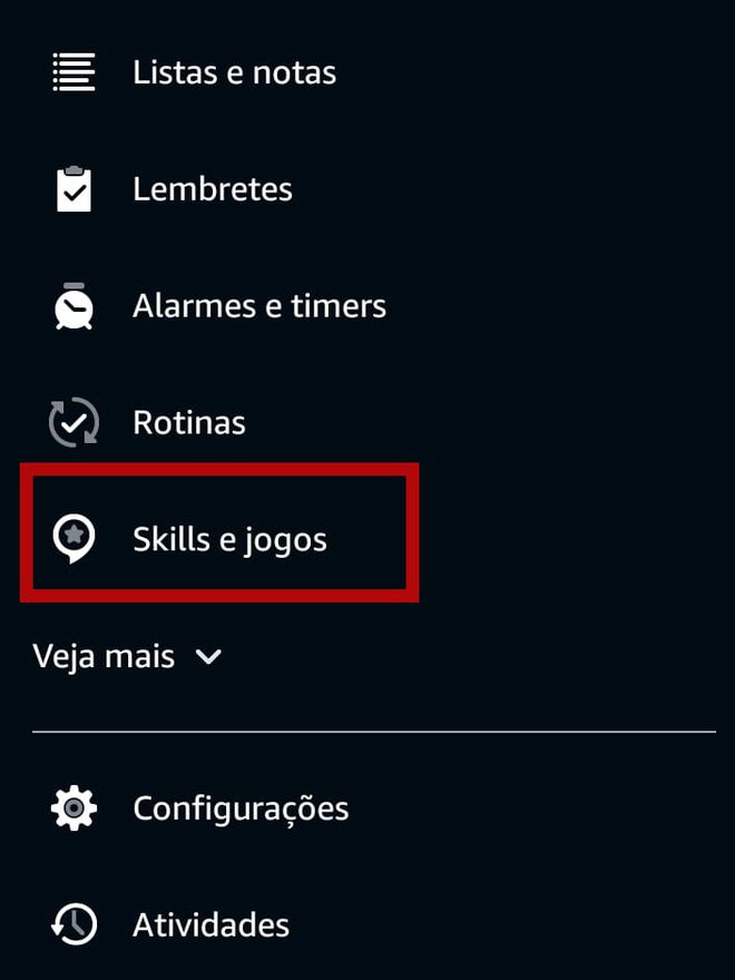 Vá em Skills e jogos para continuar (Imagem: Guadalupe Carniel/Captura de tela)