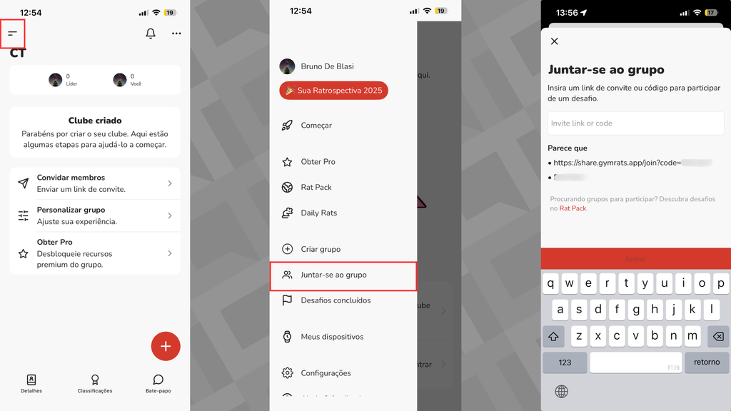 Como entrar em um grupo no GymRats (Imagem: Captura de tela/Bruno De Blasi/Canaltech)
