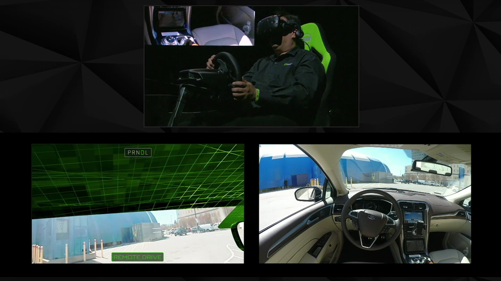 Motorista controla carro autônomo remotamente com ajuda do Holodeck (imagem: NVIDIA)