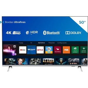 [CASHBACK] Smart TV LED 50'' Philips 50PUG6654/78 Ultra HD 4k, Design sem Bordas HDR10+ Dolby Vision Dolby Atmos Bluetooth 3 HDMI 2 USB 60 HZ - Prata