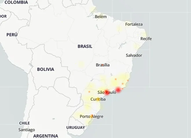 Steam está fora do ar, principalmente, nas capitais brasileiras (Imagem: Reprodução/Down Detector)