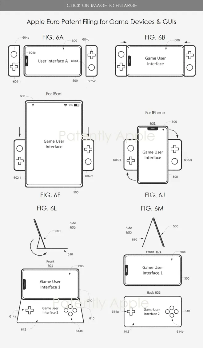 Desenhos dos dois formatos de controles patenteados pela Apple (Imagem: Reprodução/Patently Apple)
