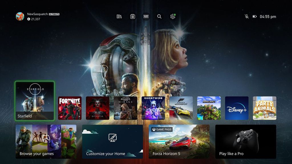 Imagem da dashboard do Xbox