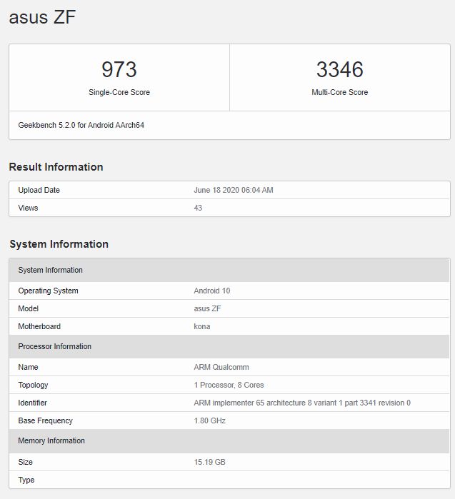 Possível Snapdragon 865+ equipado em um modelo da ASUS (Foto: Reprodução/Geekbench)