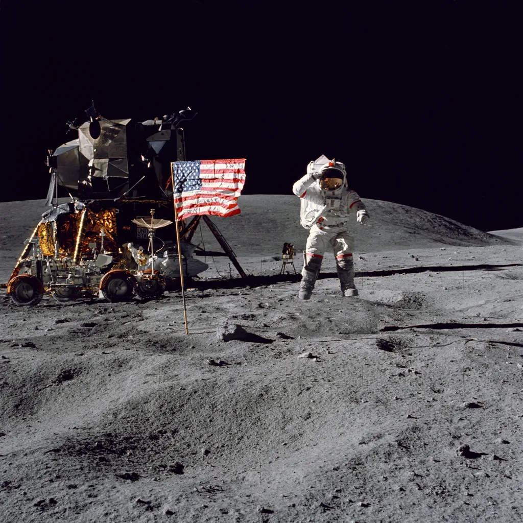 Astronautas da missão Apollo 16 (Imagem: Reprodução/NASA)