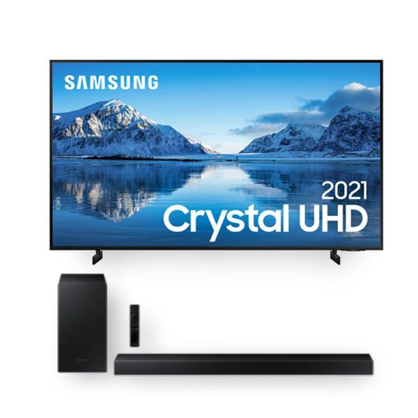Combo Samsung Smart TV 60" Crystal UHD 4K 60AU8000 e Soundbar Samsung HW-T450 2.1 Canais