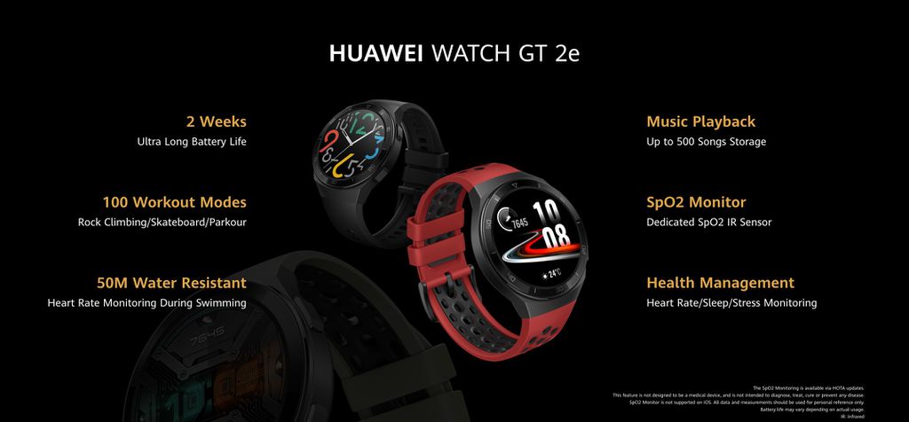 Destaques do Watch GT 2e (Imagem: Reprodução/Huawei)