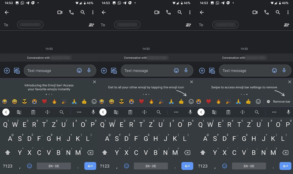 Nova barra de emojis do Gboard não é obrigatória para os usuários (Reprodução: 9to5Google)