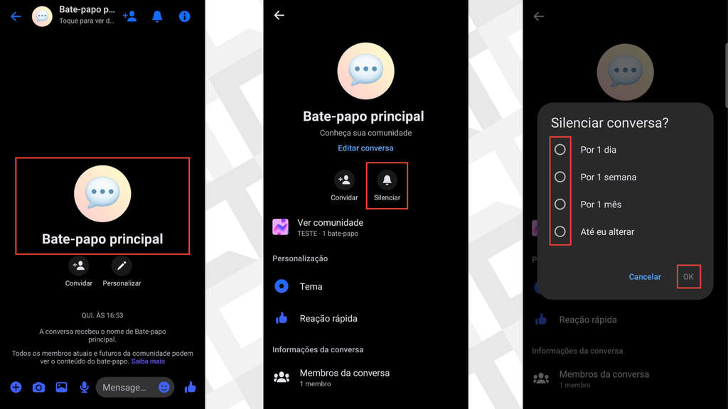 Passos para silenciar comunidades do Facebook