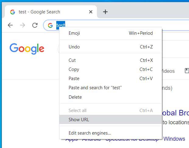 Para acessar o endereço URL da página de resultados, será necessário clicar com o botão direito do mouse e escolher a opção adequada (Imagem: Bleeping Computer)