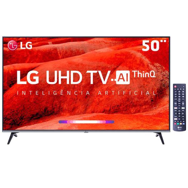 Smart TV LED 50" UHD 4K LG 50UM7510PSB com ThinQ AI Inteligência Artificial, Quad Core, HDR Ativo, DTS Virtual X, WebOS 4.5, Bluetooth, HDMI e USB
