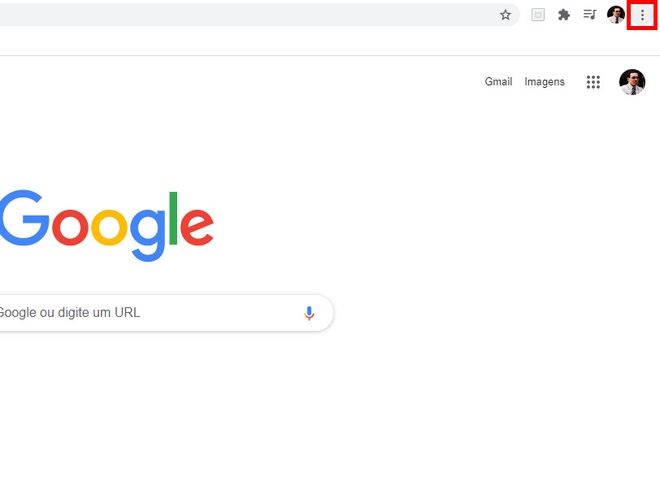 Abra o Google Chrome em seu PC e clique no ícone de "Três pontos" no canto superior direito (Captura de tela: Matheus Bigogno)