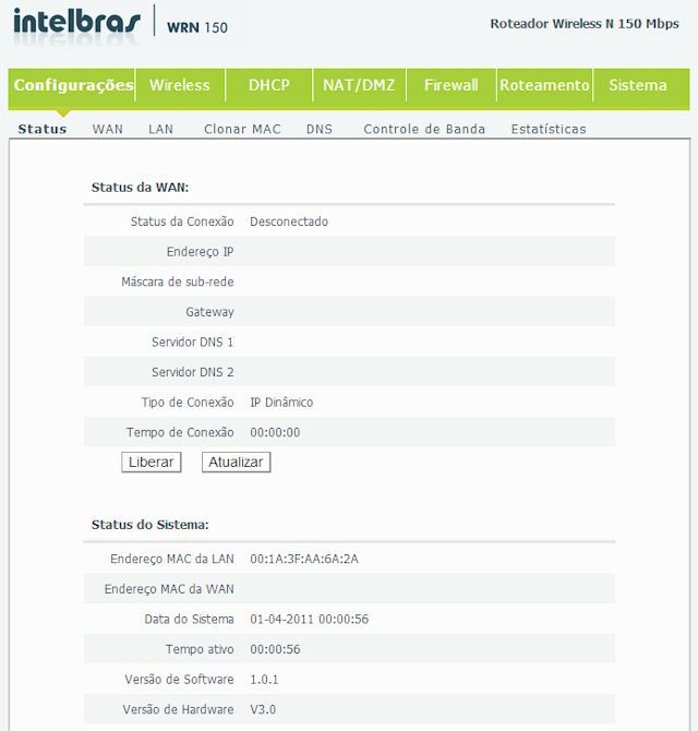 Intelbras WRN 150 - Screenshot Intelbras WRN 150 - Screenshot