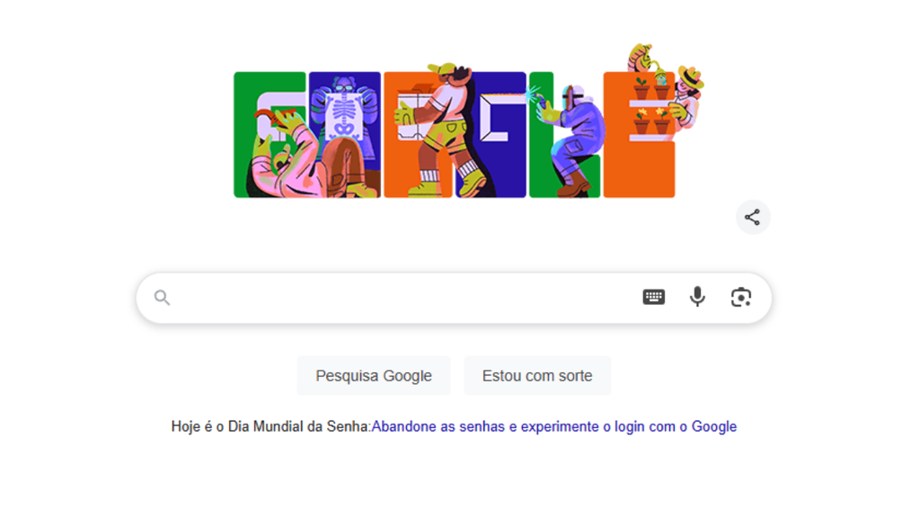 captura de tela da página inicial do google