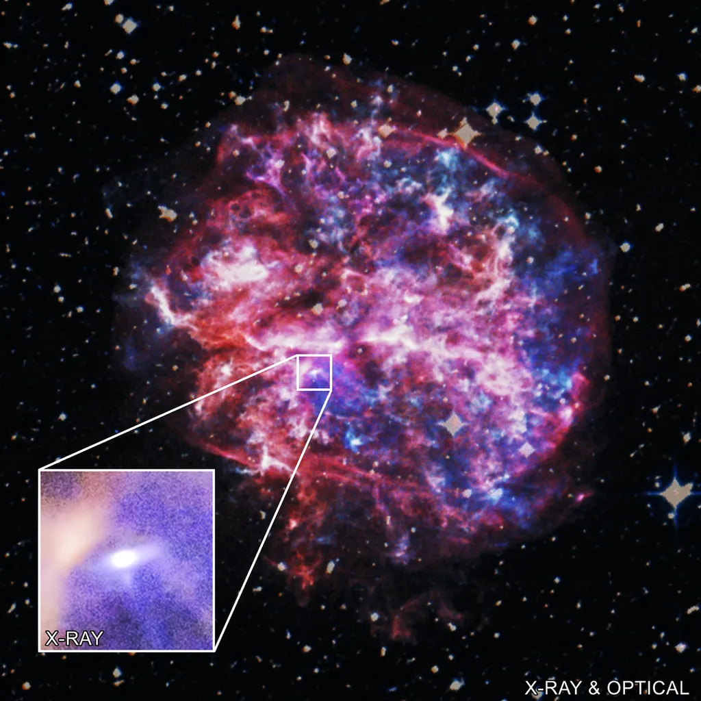 (Imagem: Reprodução/NASA/CXC/SAO/L. Xi et ai./Palomar DSS2)