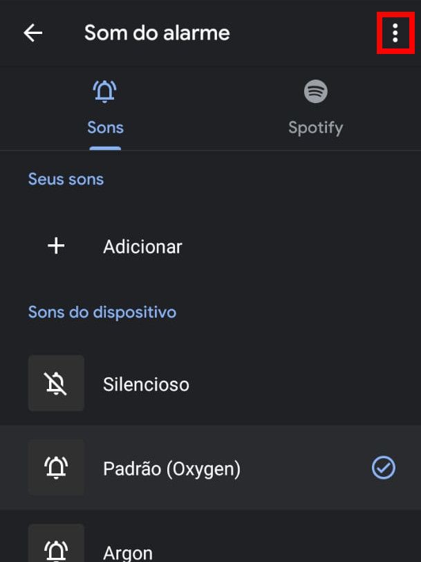 Para desvincular o Spotify do app, clique no ícone de "Três pontos" no canto superior direito (Captura de tela: Matheus Bigogno)