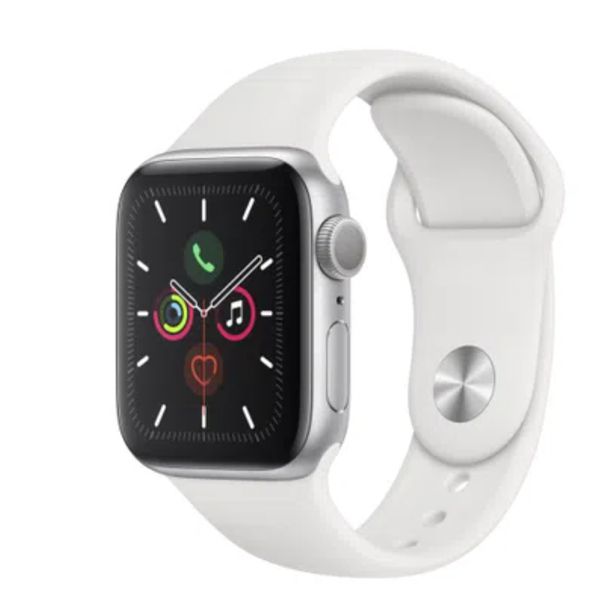 Apple Watch Series 5 (GPS) - 40mm - Caixa prateada de alumínio com pulseira esportiva branca
