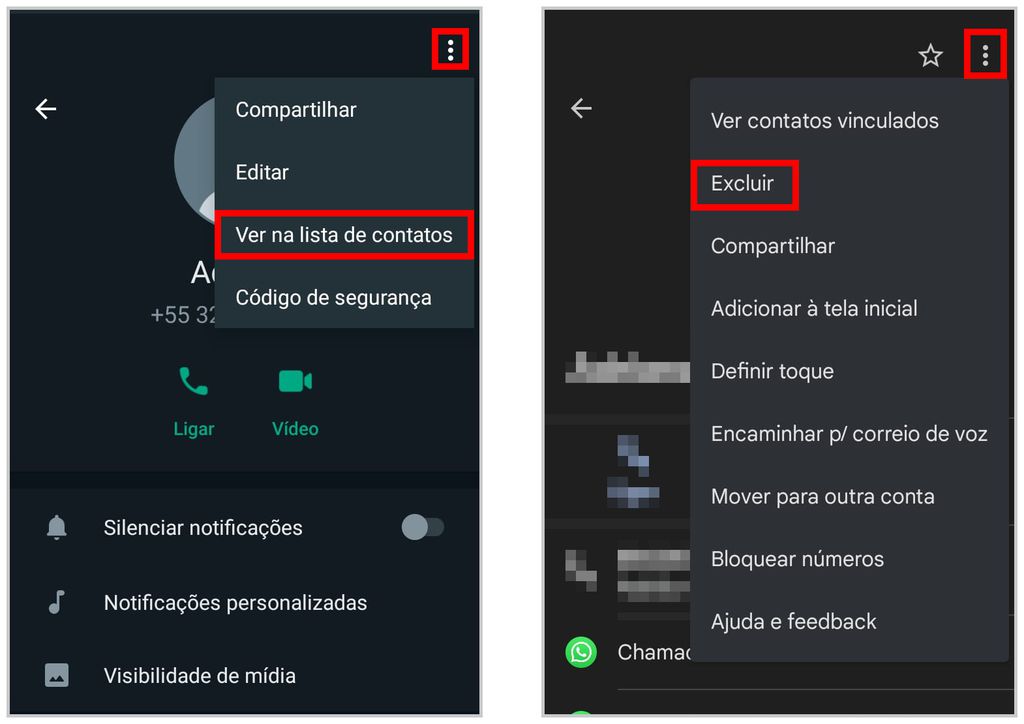 Veja como excluir um contato do WhatsApp no Android (Imagem: Captura de tela/Matheus Bigogno/Canaltech)