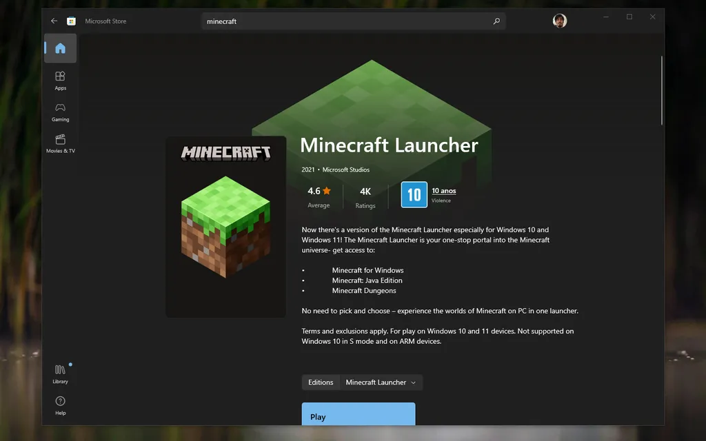 Baixe o Minecraft novamente no seu PC após sair da versão beta (Captura de tela: Thiago Furquim/Canaltech)