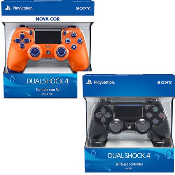 Controle Dualshock 4 - PlayStation 4 - Laranja Sunset ou Preto Metálico