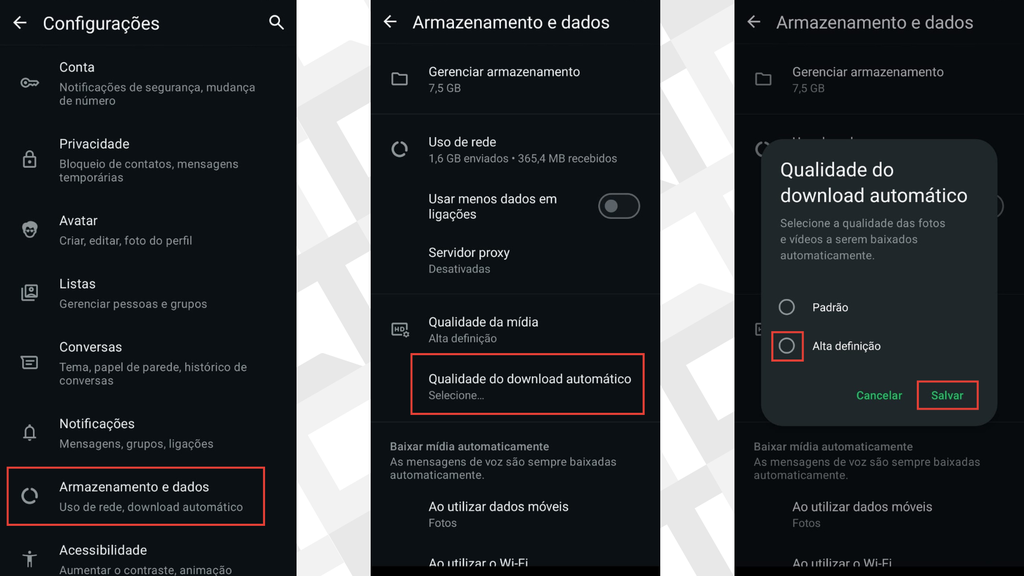 Passos para configurar o download em alta resolução no WhatsApp