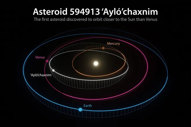 Posições exatas de quando o asteroide 'Ayló'chaxnim foi descoberto em 4 de janeiro de 2020 (Imagem: Reprodução/Caltech-IPAC/R. Hurt)
