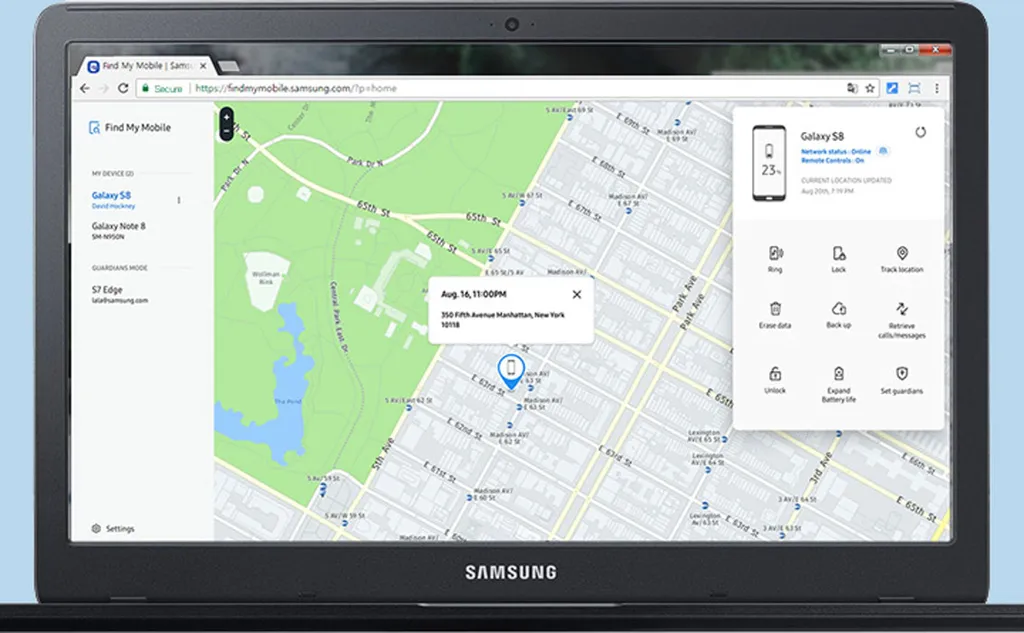 O sistema de localização do celular, pode ajudar em diversas situações, inclusive é possível gerenciar o aparelho à distância (Imagem: Samsung)