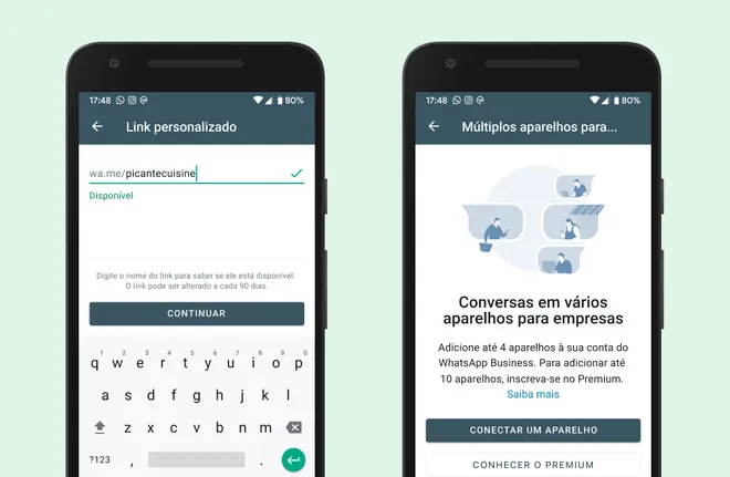 WhatsApp Business Premium traz recursos exclusivos de personalização (Imagem: Divulgação/WhatsApp)