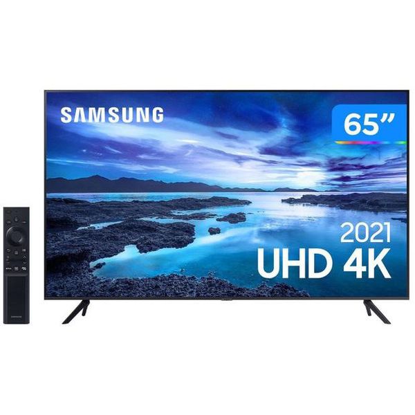 Smart TV 65” Crystal 4K Samsung 65AU7700 Wi-Fi - Bluetooth HDR Alexa Built in 3 HDMI 1 USB [CUPOM EXCLUSIVO]