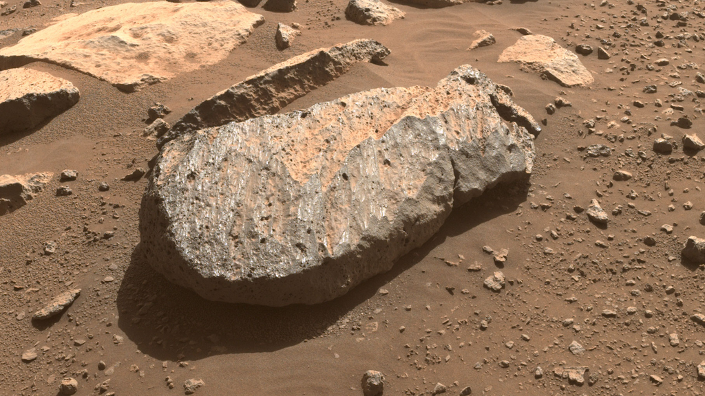 Detalhe da rocha Rochette, que a equipe do Perseverance irá examinar (Imagem: Reprodução/NASA/JPL-Caltech)