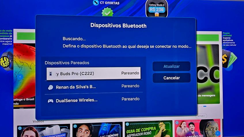 Conexão Fone Bluetooth TV Samsung 2024 Passo 2