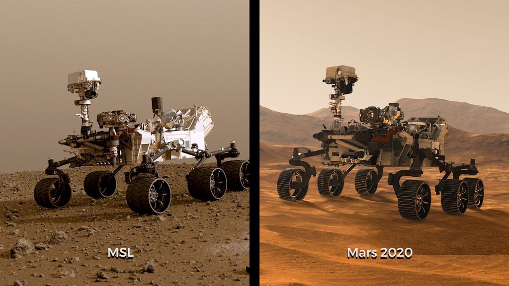Os rovers Curiosity e Mars 2020 são bastante parecidos (Imagem: NASA)