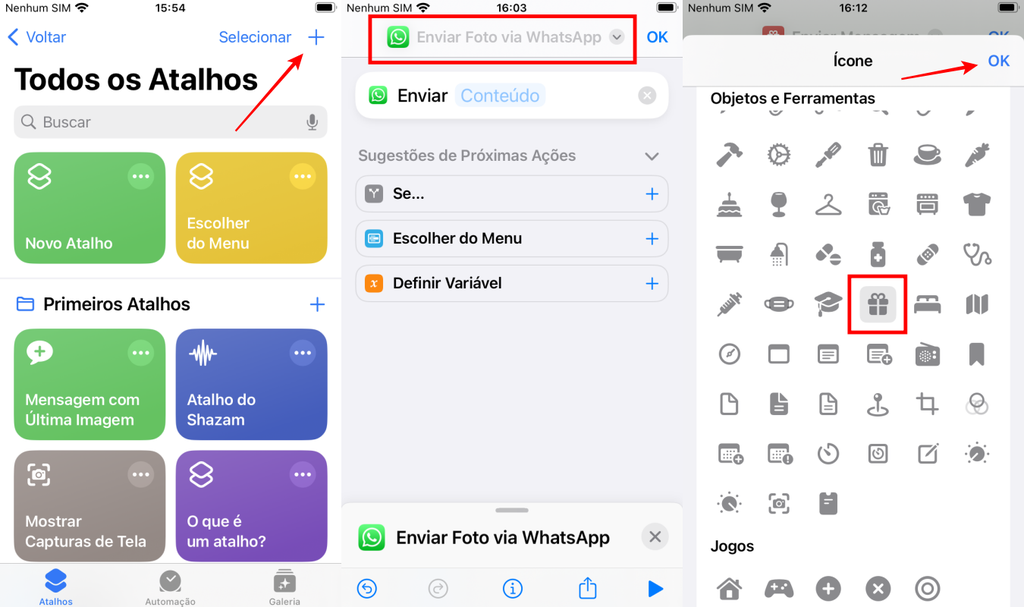O aplicativo Atalhos permite alterar o ícone do WhatsApp para deixá-lo no clima natalino (Imagem: Captura de tela/Fabrício Calixto/Canaltech)