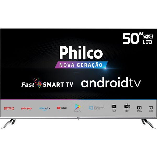 Smart Google TV Philco 50" Led Borderless 4k, Fast Smart, Áudio Dolby, Com Chromecast Built In [À VISTA]