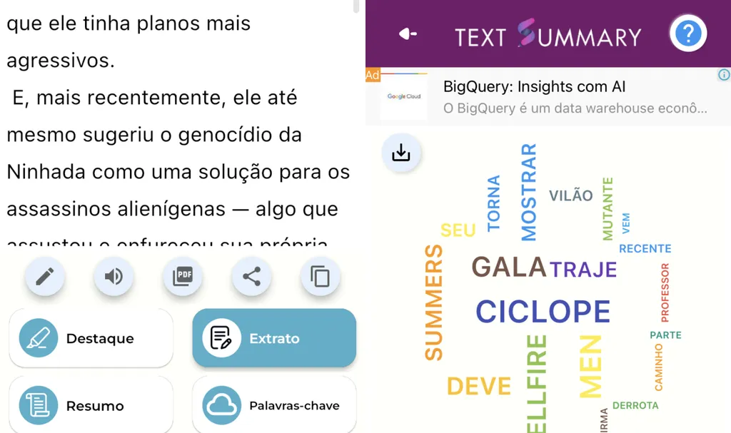 O Text Summary é uma opção para resumir textos no celular (Imagem: Captura de tela/Fabrício Calixto/Canaltech)