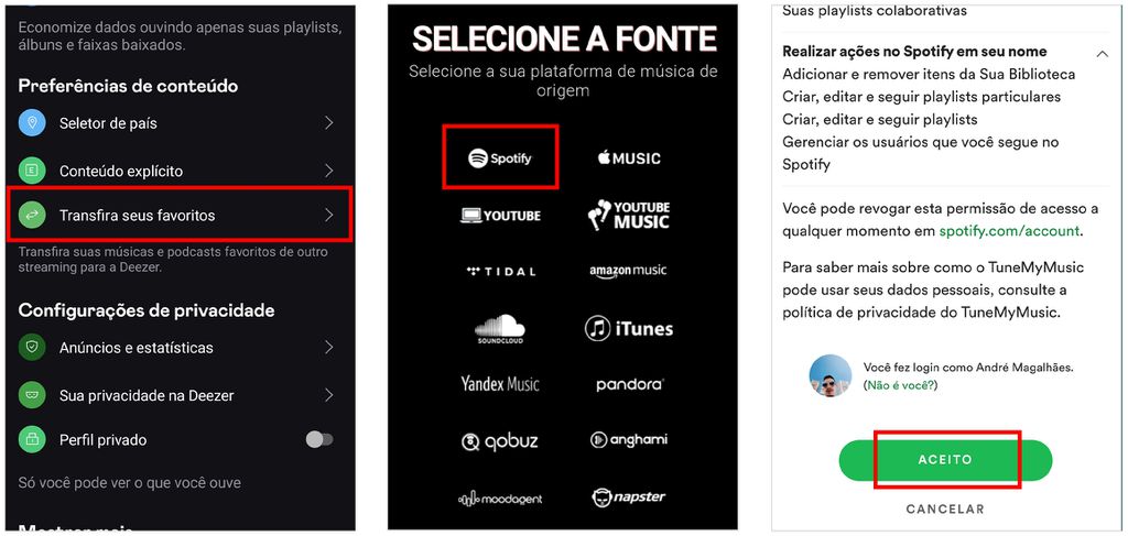 Descubra como importar playlist do Spotify para o Deezer com o Tune My Music (Captura de tela: André Magalhães)