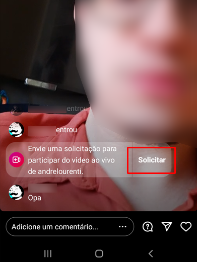 Instagram permite pedir para aparecer na live (Imagem: André Magalhães/Captura de tela)