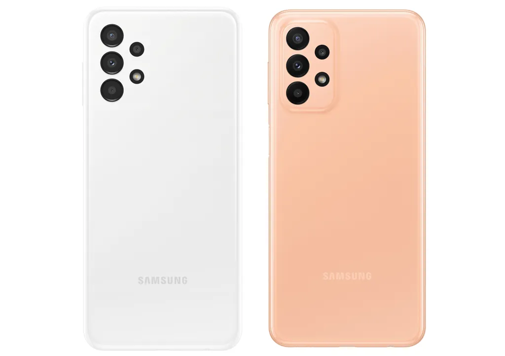 Galaxy A13 (à esquerda) e A23 (à direita) mostram suas diferenças (Imagem: Reprodução/Samsung)