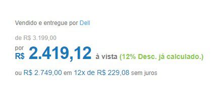 Confira o preço do notebook da Dell (Imagem: Captura de tela/Canaltech)