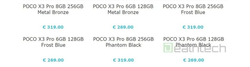 Pouco maiores que o especulado, os possíveis preços do POCO X3 Pro seguem bastante atraentes (Imagem: Reprodução/Dealntech)
