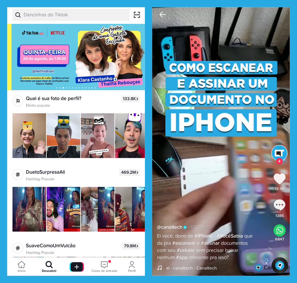 Acompanhe tendências no TikTok (Imagem: André Magalhães/Captura de tela)