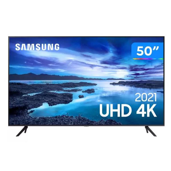 Smart TV 50” Crystal 4K Samsung 50AU7700 - Wi-Fi Bluetooth HDR Alexa Built in 3 HDMI 1 USB [CUPOM]