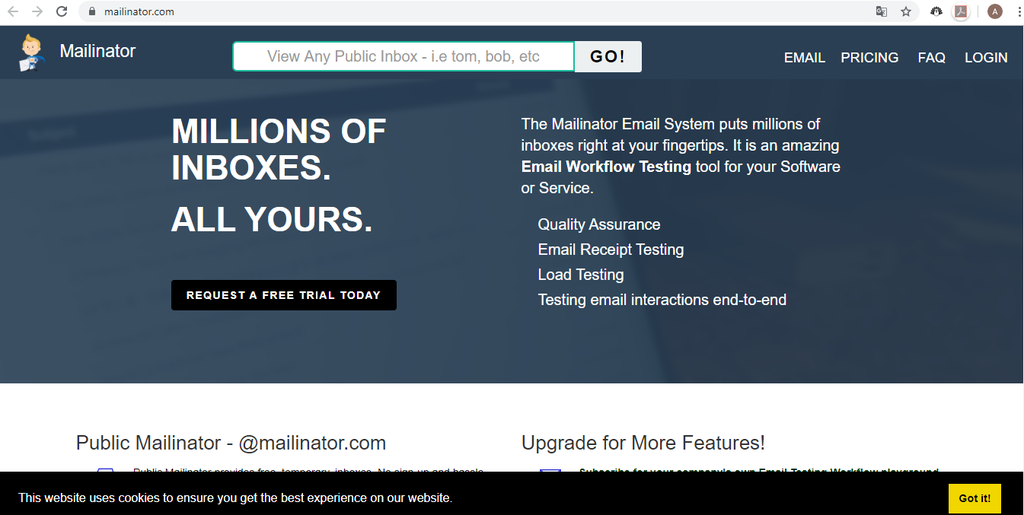 E-mail temporário gratuito: Mailinator (Captura de tela: Ariane Velasco)